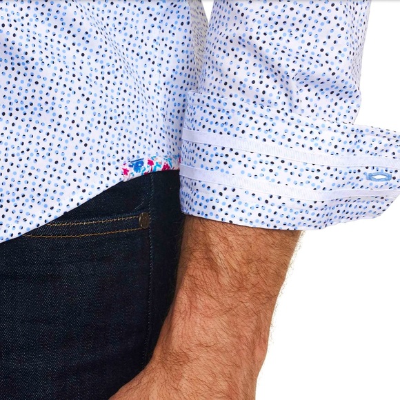 ROBERT GRAHAM ‘BECAN” TWO TONE DOT PRINT LONG SLEEVE SHIRT - Picture 7 of 16